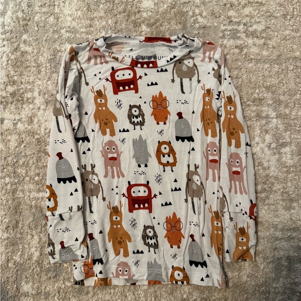 Little Bum Bums Kids Monster Print Long Sleeve Bamboo Shirt size 2T